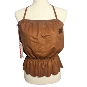 RARE NWT Fiorucci Sheriff Halter Top Western Size Small